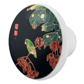 Der Paroquet Vintag Bird japanischen Holzblock Pri Keramikknauf (Rechts)