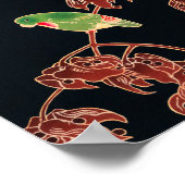 Der Paroquet Vintag Bird japanischen Holzblock Pri Poster (Ecke)