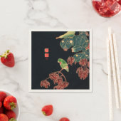 Der Paroquet Vintag Bird japanischen Holzblock Pri Serviette (Beispiel)