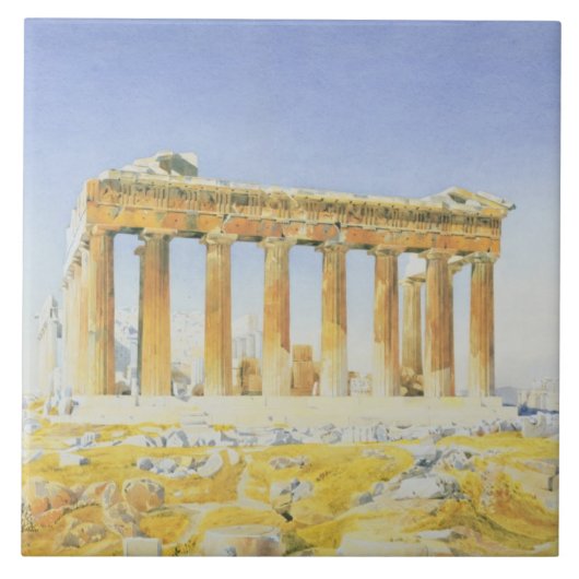 Der Parthenon, c.1834 (w/c über Bleistift auf Fliese (Vorderseite)
