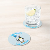 Der Party Pinguin Runder Pappuntersetzer (Vor Ort)