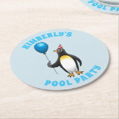 Der Party Pinguin Runder Pappuntersetzer (Angewinkelt)