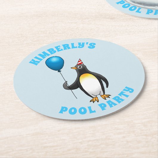 Der Party Pinguin Runder Pappuntersetzer (Angewinkelt)