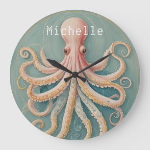 Der Pastelltopus des verzauberten Riffs Große Wanduhr