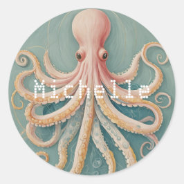 Der Pastelltopus des verzauberten Riffs Runder Aufkleber