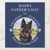 Der pawsome Hund Vater Foto Blue Weinetikett (Einzelnes Label)
