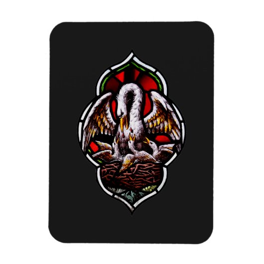 Der Pelikan als Christliches Symbol Magnet (Vertikal)