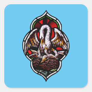 Der Pelikan als Christliches Symbol Quadratischer Aufkleber