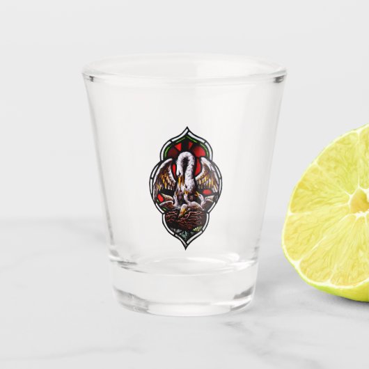 Der Pelikan als Christliches Symbol Schnapsglas (Vorderseite)