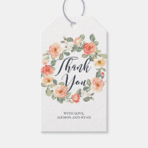 Der perfekte Blumen Pfirsich danken Ihnen zu Geschenkanhänger