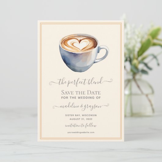 Der perfekte Foto-Kaffee Save The Date (Stehend Vorderseite)