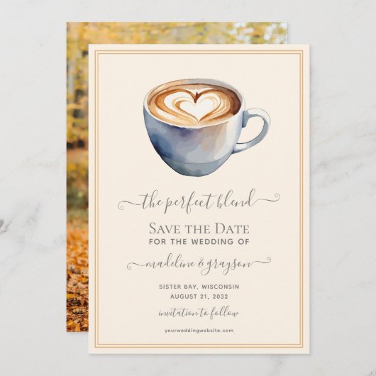 Der perfekte Foto-Kaffee Save The Date (Vorne/Hinten)