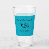 Der perfekte Match-Couple-Name-Buchstabe-Datum-bla Glas (Rückseite)