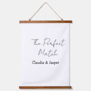 Der perfekte Match-Name einfaches Paar Hochzeit Wandteppich Mit Holzrahmen