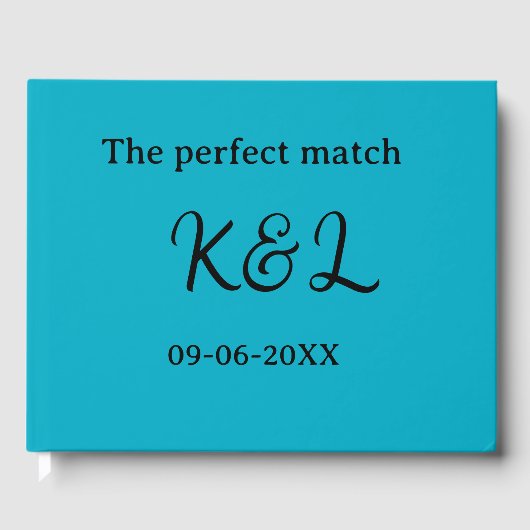 Der perfekte Match-Paar-Name-Buchstabe-Datum Blau  Gästebuch (Vorderseite)