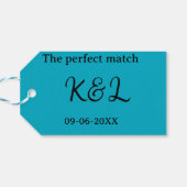 Der perfekte Match-Paar-Name-Buchstabe-Datum Blau Geschenkanhänger (Rückseite Horizontal)