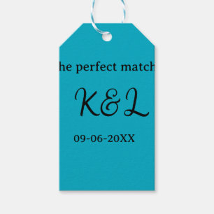 Der perfekte Match-Paar-Name-Buchstabe-Datum Blau Geschenkanhänger