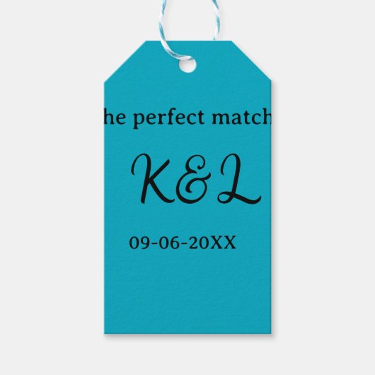 Der perfekte Match-Paar-Name-Buchstabe-Datum Blau Geschenkanhänger (Vorderseite)
