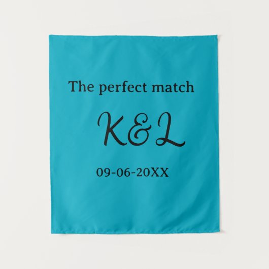 Der perfekte Match-Paar-Name-Buchstabe-Datum Blau Wandteppich (Vorderseite)