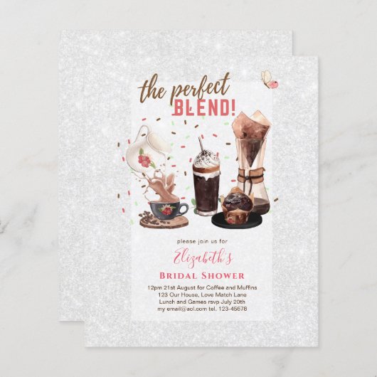 Der perfekte Mix aus BRIDAL SHOWER Einladungen KAF (Vorne/Hinten)