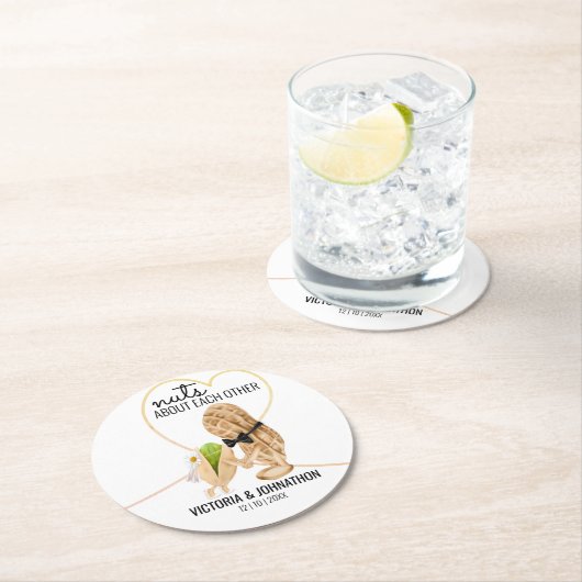 Der perfekte Mix aus Nuts Funny | Hochzeitsfeier L Runder Pappuntersetzer (Vor Ort)