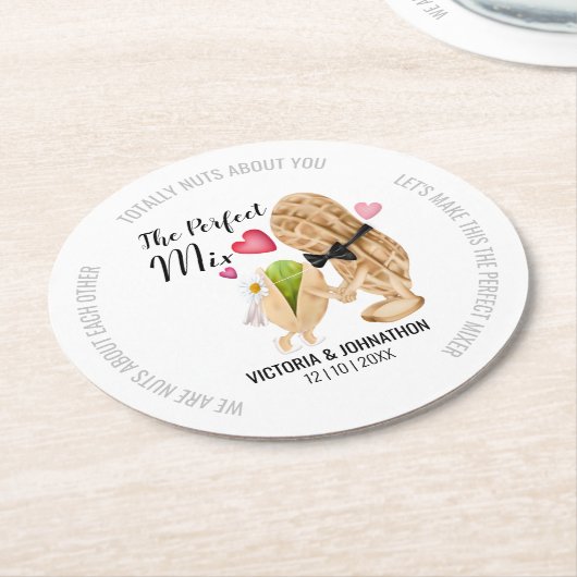 Der perfekte Mix aus Nuts Funny | Hochzeitsfeier L Runder Pappuntersetzer (Angewinkelt)