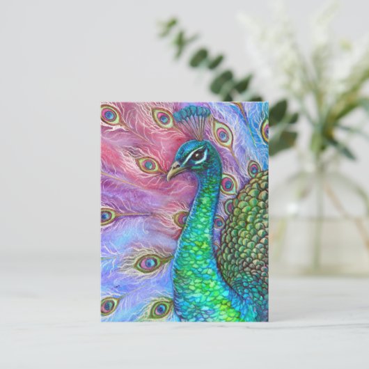 Der perfekte Pfau. Postkarte (Stehend Vorderseite)