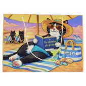 Der perfekte Strandtag,Katze Große Geschenktüte (Rückseite)