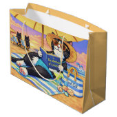 Der perfekte Strandtag,Katze Große Geschenktüte (Rückseite Schrägansicht)