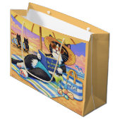 Der perfekte Strandtag,Katze Große Geschenktüte (Vorderseite Schrägansicht)