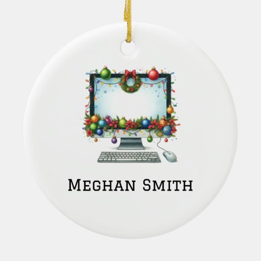 Der personalisierte Computerprogrammierer des Weih Keramik Ornament (Hinten)