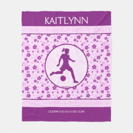 Der personalisierte Fußball-lila Herz des Mädchens Fleecedecke