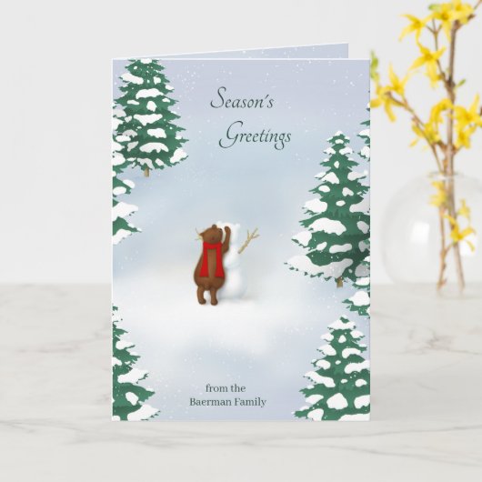 Der Personalisierte Gruß des Snowbären Karte (Gelbe Blume)