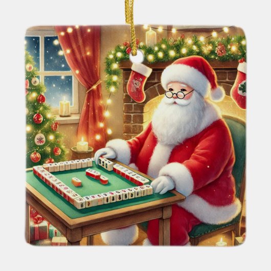 Der personalisierte Mahjong-Spieler des Weihnachts Keramikornament (Vorderseite)