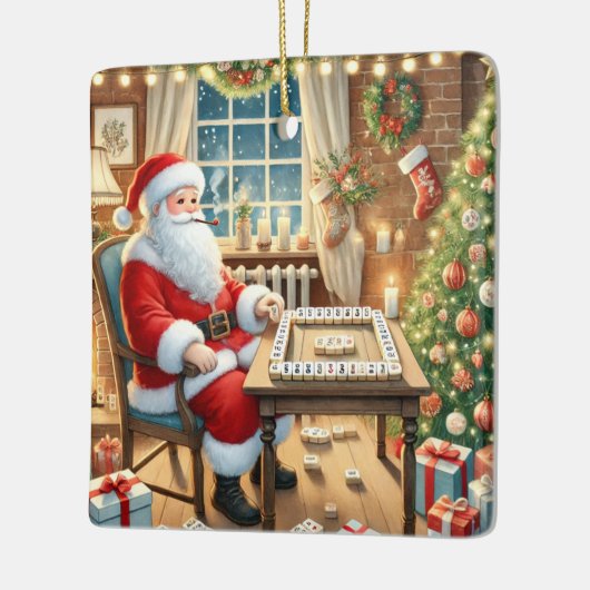 Der personalisierte Mahjong-Spieler des Weihnachts Keramikornament (Links)