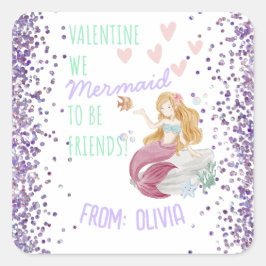 Der Personalisierte MERMAID des Klassenzimmers Val Quadratischer Aufkleber