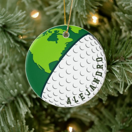 Der Personalisierte Name des Golfball-Weltplaneten Keramik Ornament (Baum)