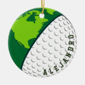 Der Personalisierte Name des Golfball-Weltplaneten Keramik Ornament (Vorne)