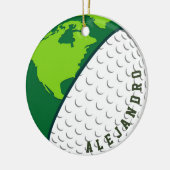 Der Personalisierte Name des Golfball-Weltplaneten Keramik Ornament (Links)