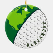 Der Personalisierte Name des Golfball-Weltplaneten Keramik Ornament (Hinten)
