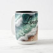Der Personalisierte Name des tropischen und lebend Zweifarbige Tasse (Vorderseite Links)