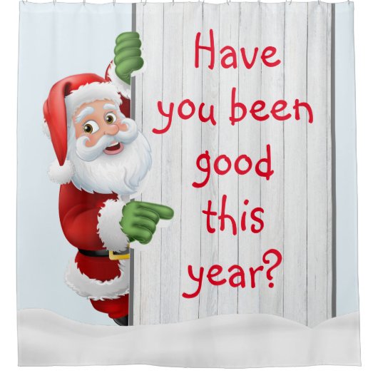 Der personalisierte Weihnachtsmann im Schnee Duschvorhang (Vorderseite)