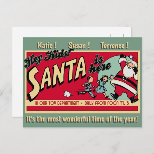 Der personalisierte Weihnachtsmann ist hier Weihna Postkarte (Vorne/Hinten)