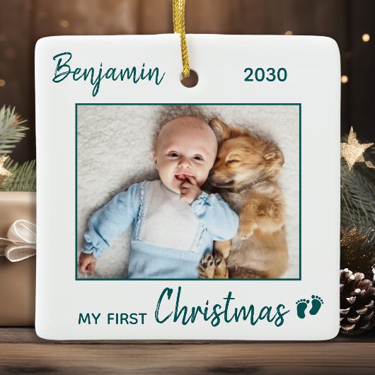 Der Personalisierte Weihnachtsurlaub für das Baby Keramikornament