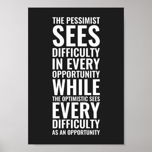 Der Pessimist sieht Schwierigkeiten | Inspiration Poster (Vorne)