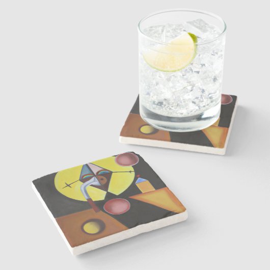 Der Pestarzt - Ölgemälde Steinuntersetzer (Seitenansicht)