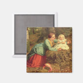 Der Pfad, auf dem die braunen Blätter verteilt sin Magnet (Vorderseite/Rückseite)