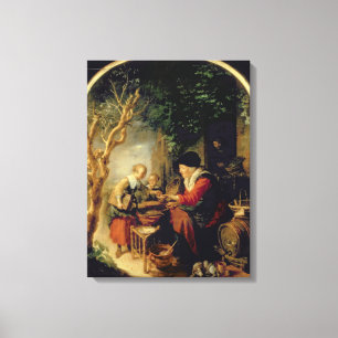 Der Pfannkuchen-Verkäufer, 1650-55 (Öl auf Platt Leinwanddruck