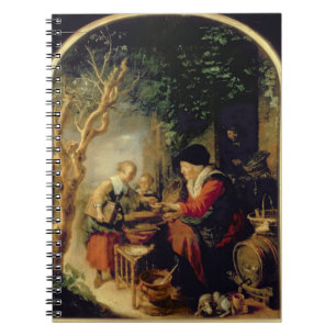 Der Pfannkuchen-Verkäufer, 1650-55 (Öl auf Platt Notizblock