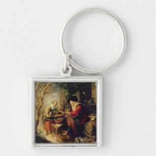 Der Pfannkuchen-Verkäufer, 1650-55 (Öl auf Platt Schlüsselanhänger